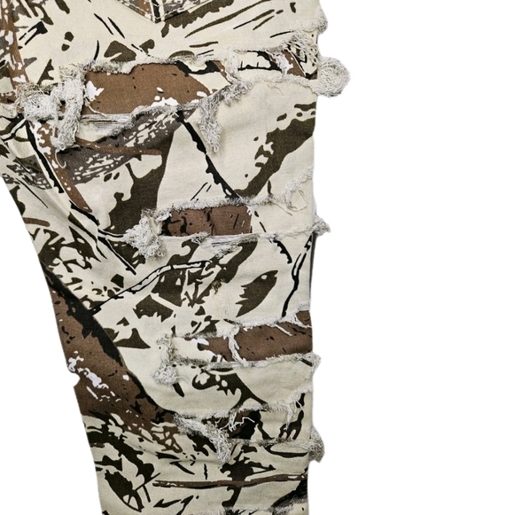 KDNK Hunter's Complex Jeans Pants Camo Brown Cream Distressed Mens Size 32 NEW - Picture 12 of 13